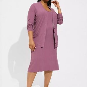 Torrid Super Soft Rib Snap Front Lounge Cardigan Mauve Size 0X